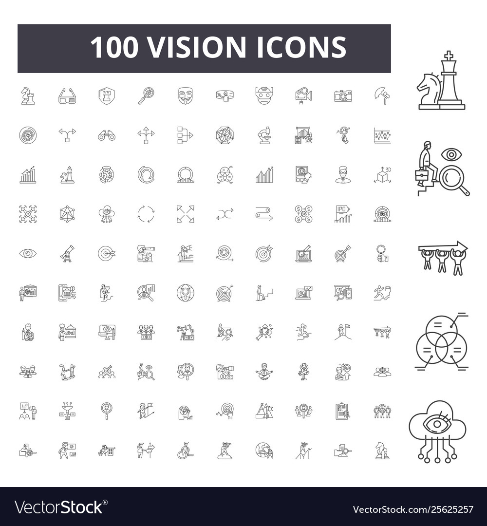 Vision Linie Icons Zeichen gesetzt Umriss