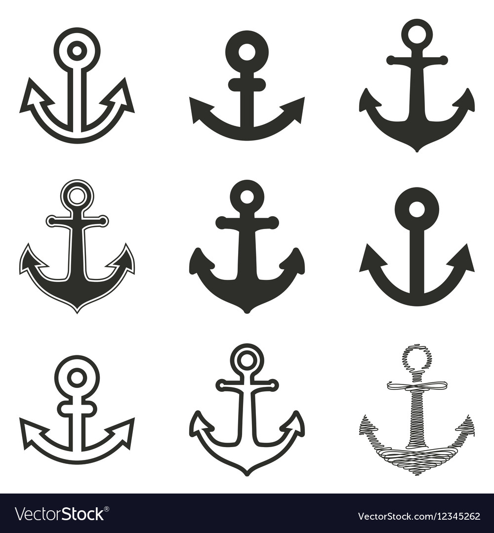 Anchor icon set Royalty Free Vector Image - VectorStock