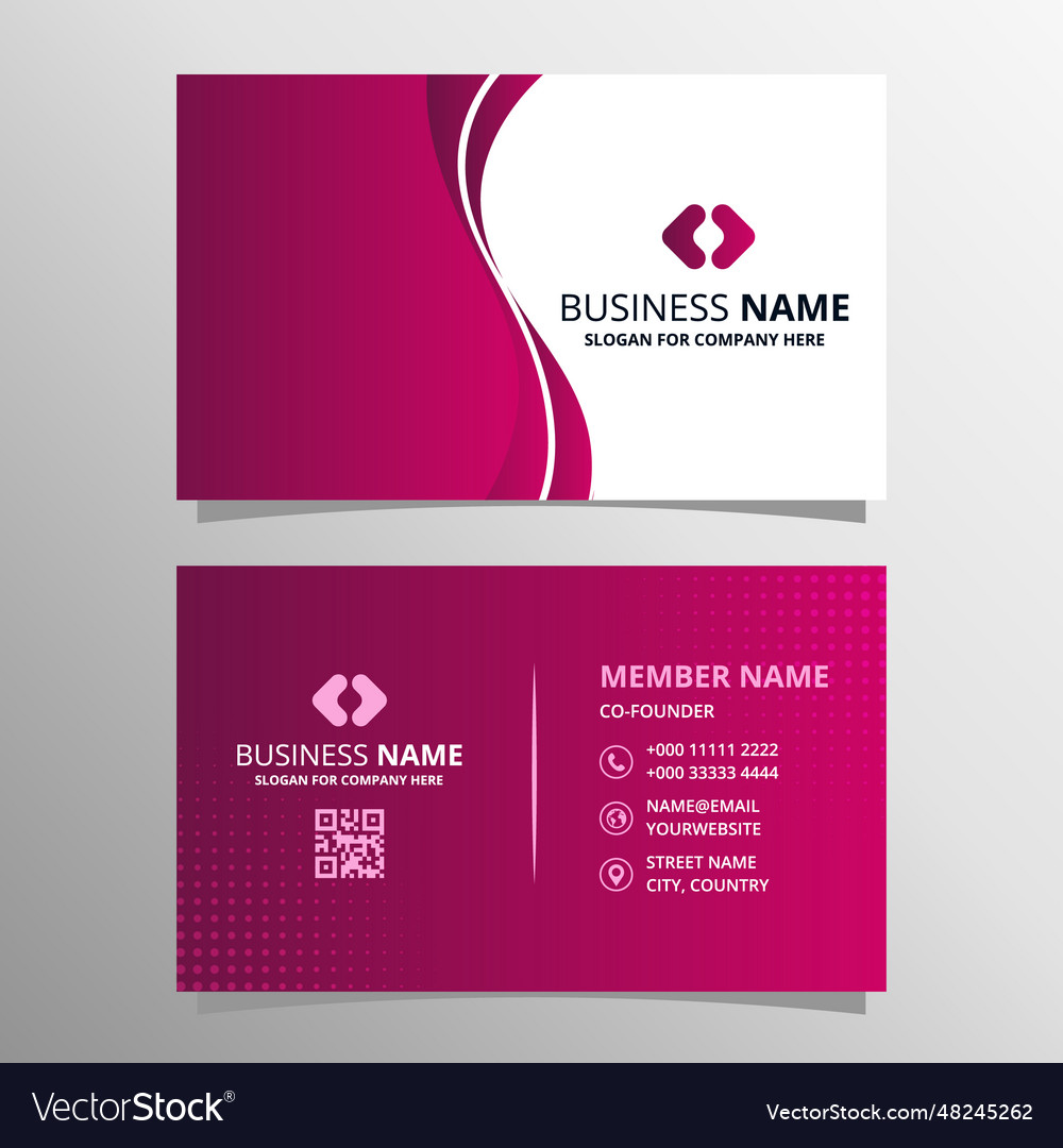 Beautiful pink curved business card template Vector Image