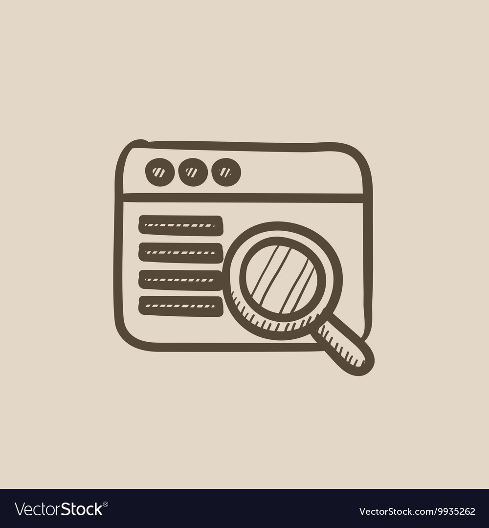 Browser window with magnifying glass sketch icon
