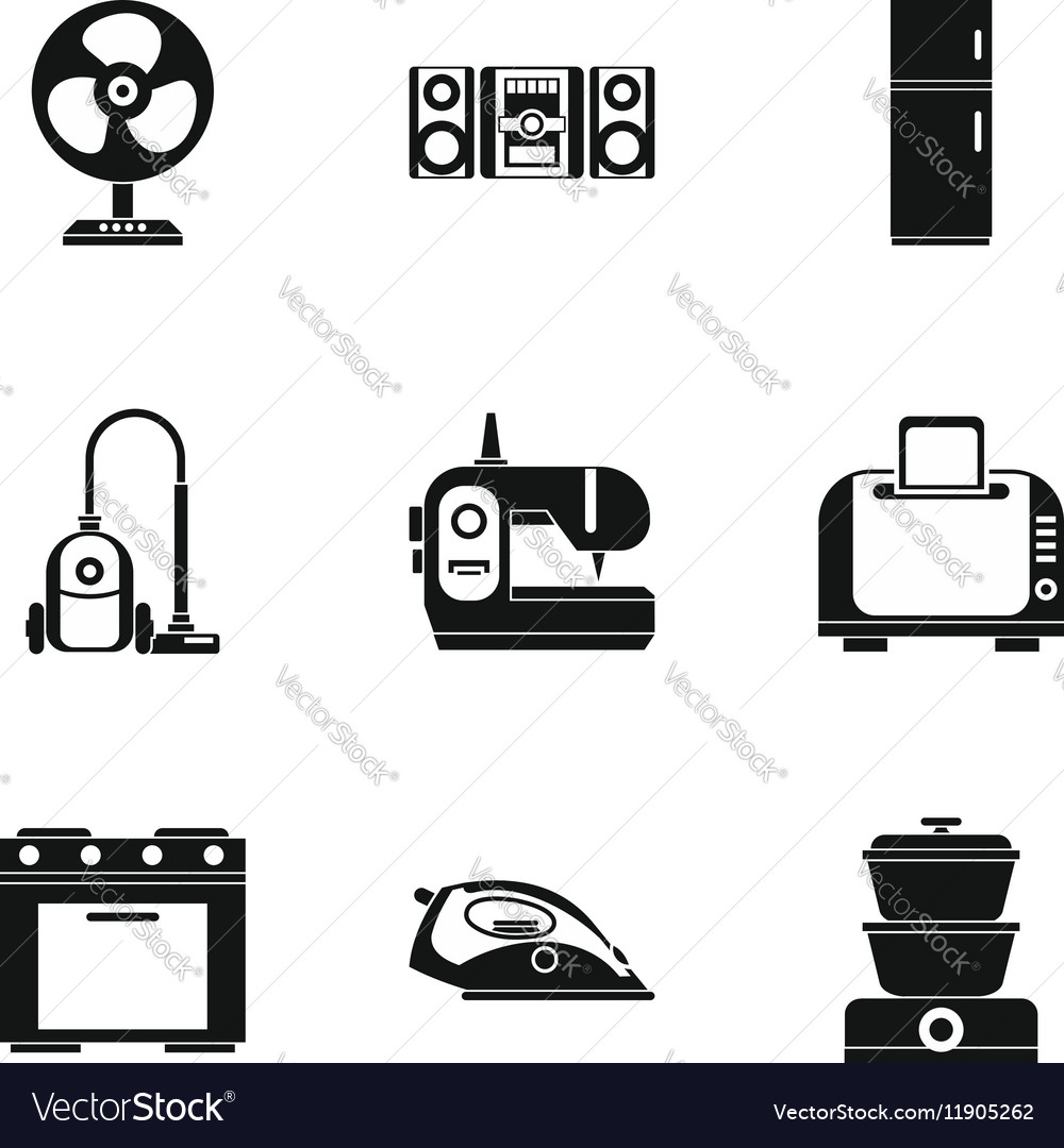 Devices for home icons set simple style Royalty Free Vector