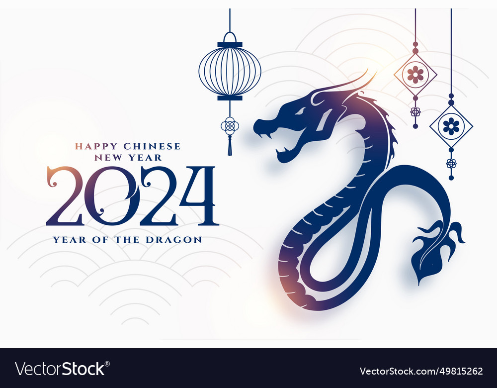 Elegant happy new year 2024 chinese dragon party