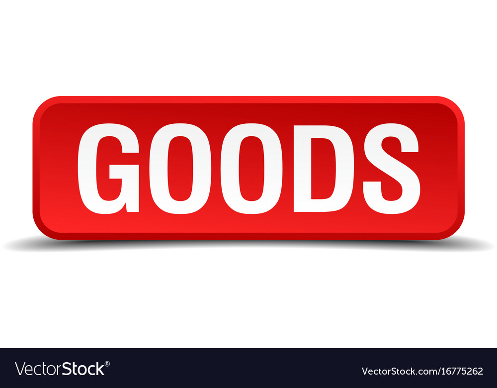 Goods red 3d square button on white background Vector Image