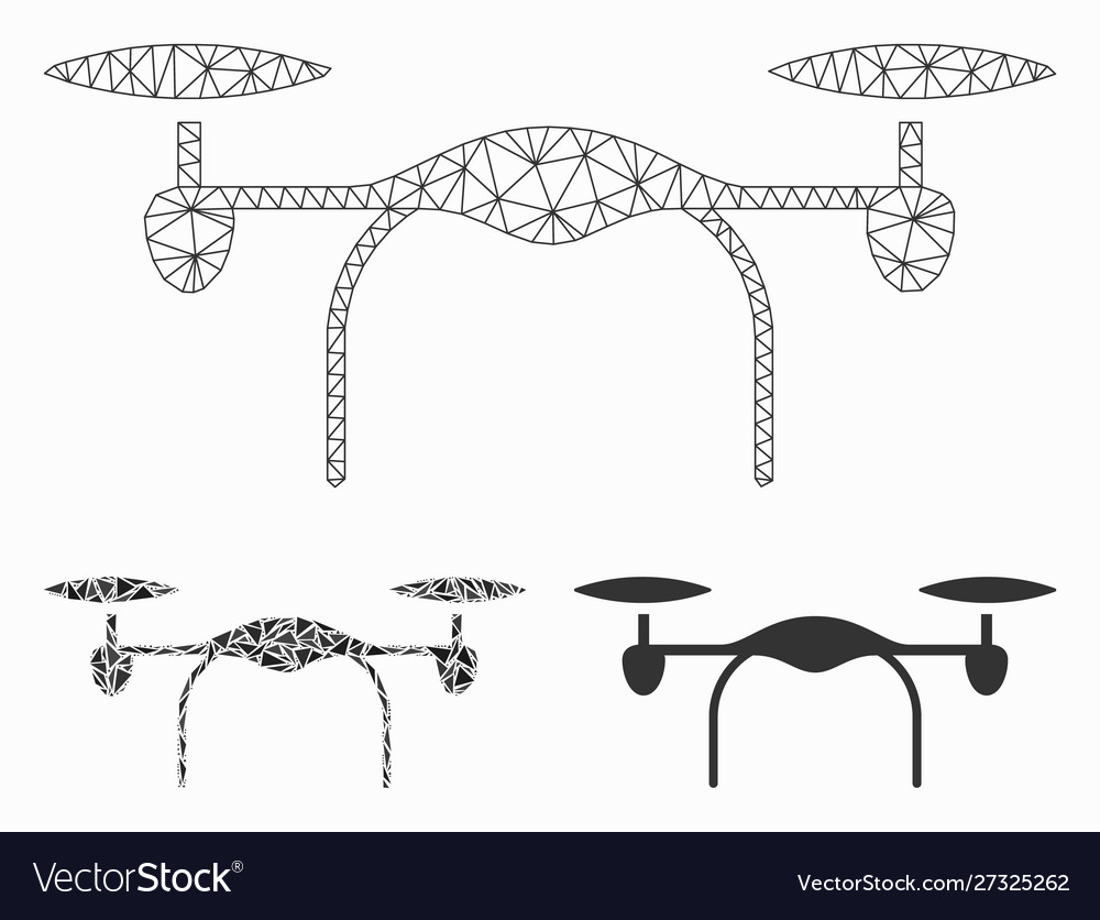 Quadcopter mesh 2d model and triangle vector image Quadcopter mesh 2d model and triangle