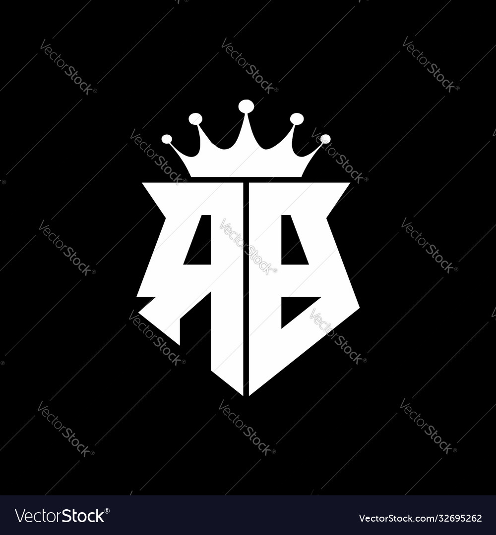 Rb logo monogram shield shape with crown design Vector Image