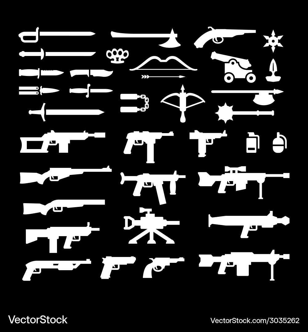 Set icons of weapons Royalty Free Vector Image