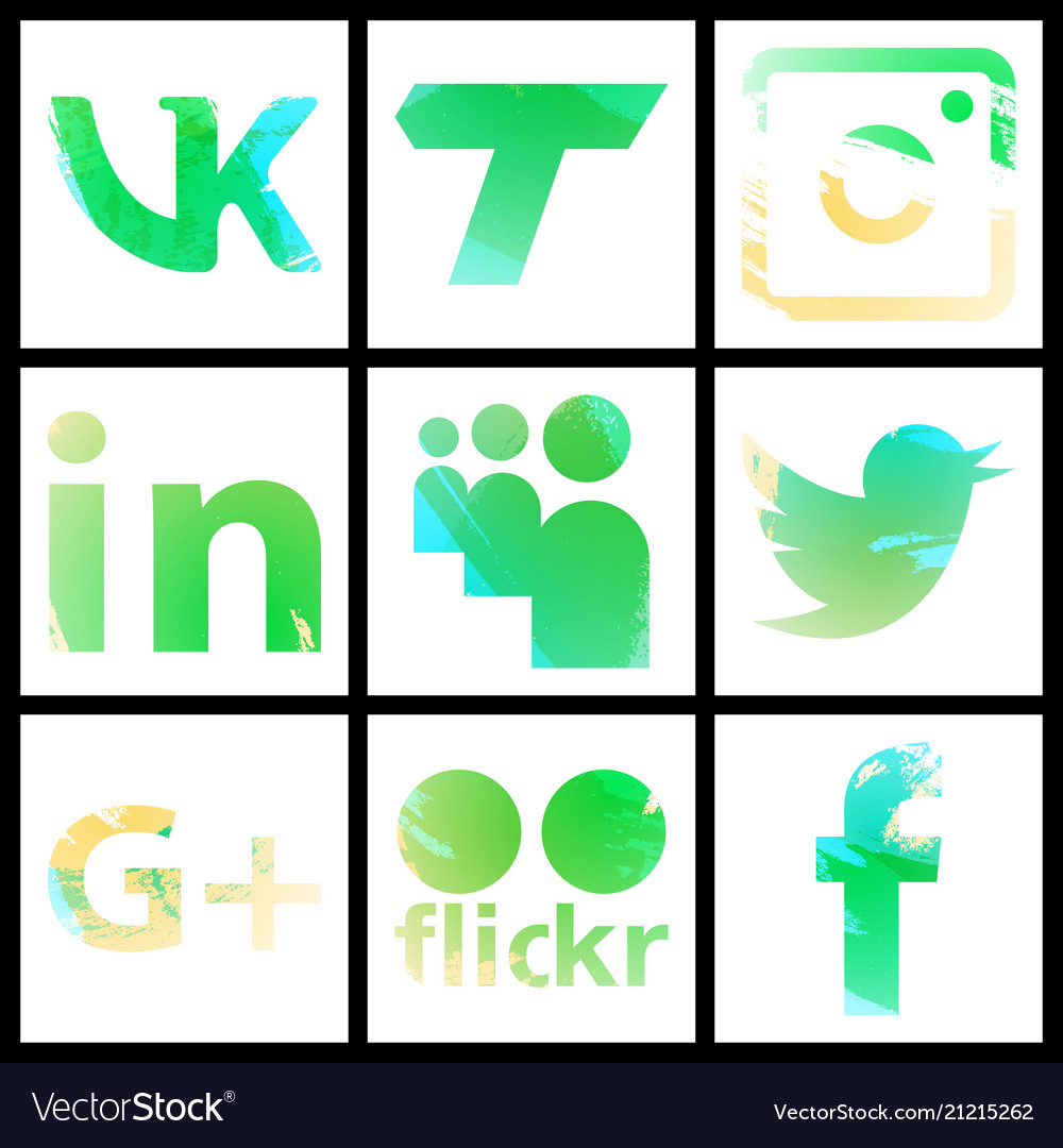 Set of social networking icons web design flat