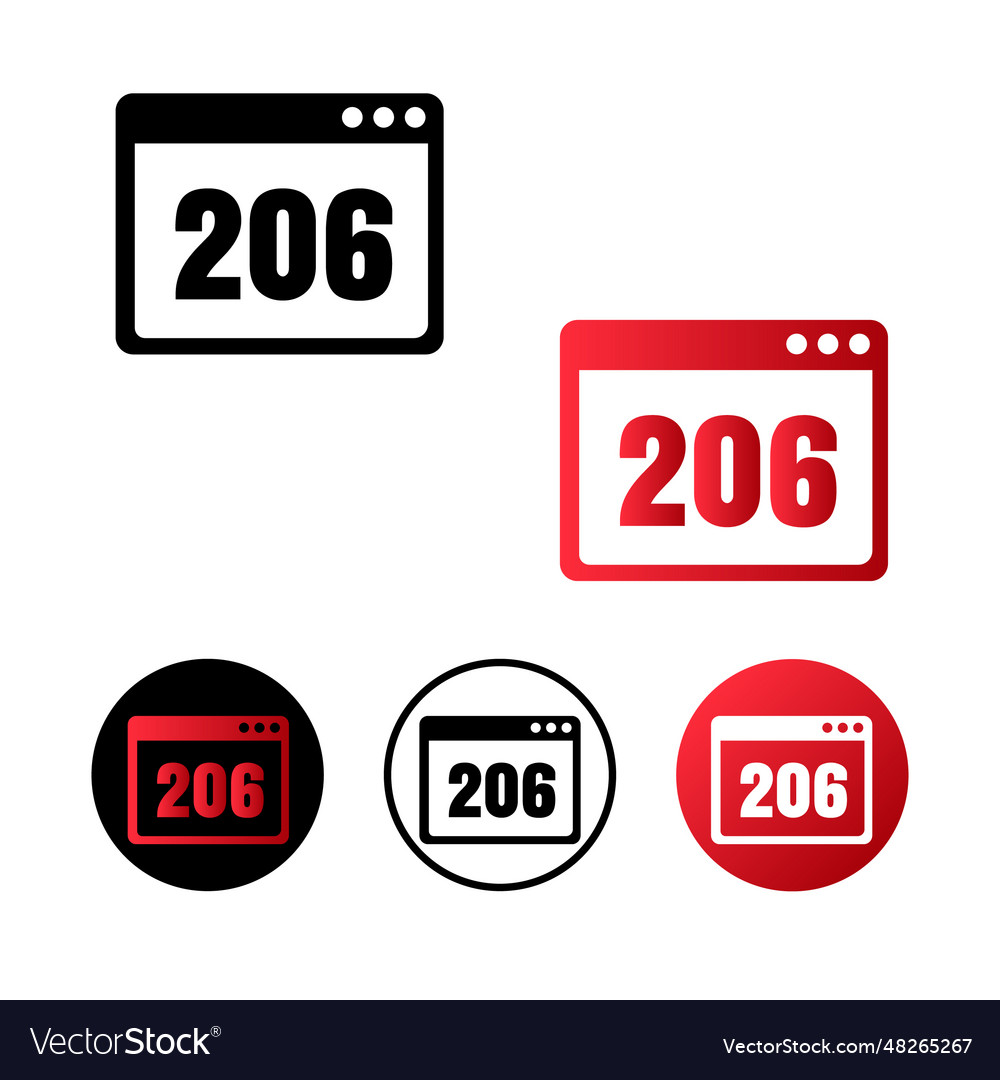 Browser status 206 icon vector image Browser status 206 icon
