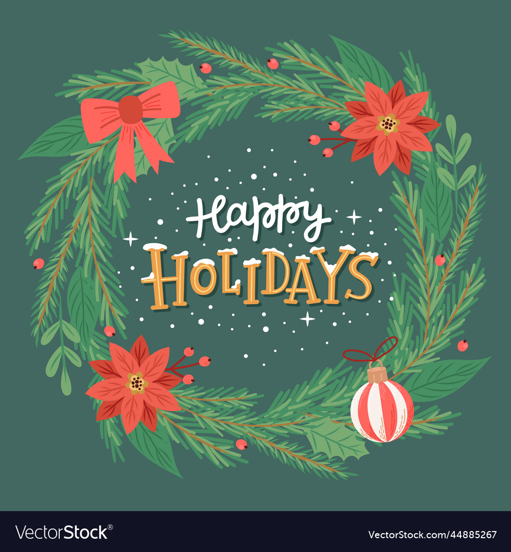 Christmas wreath with hand drawn elementa Vector Image