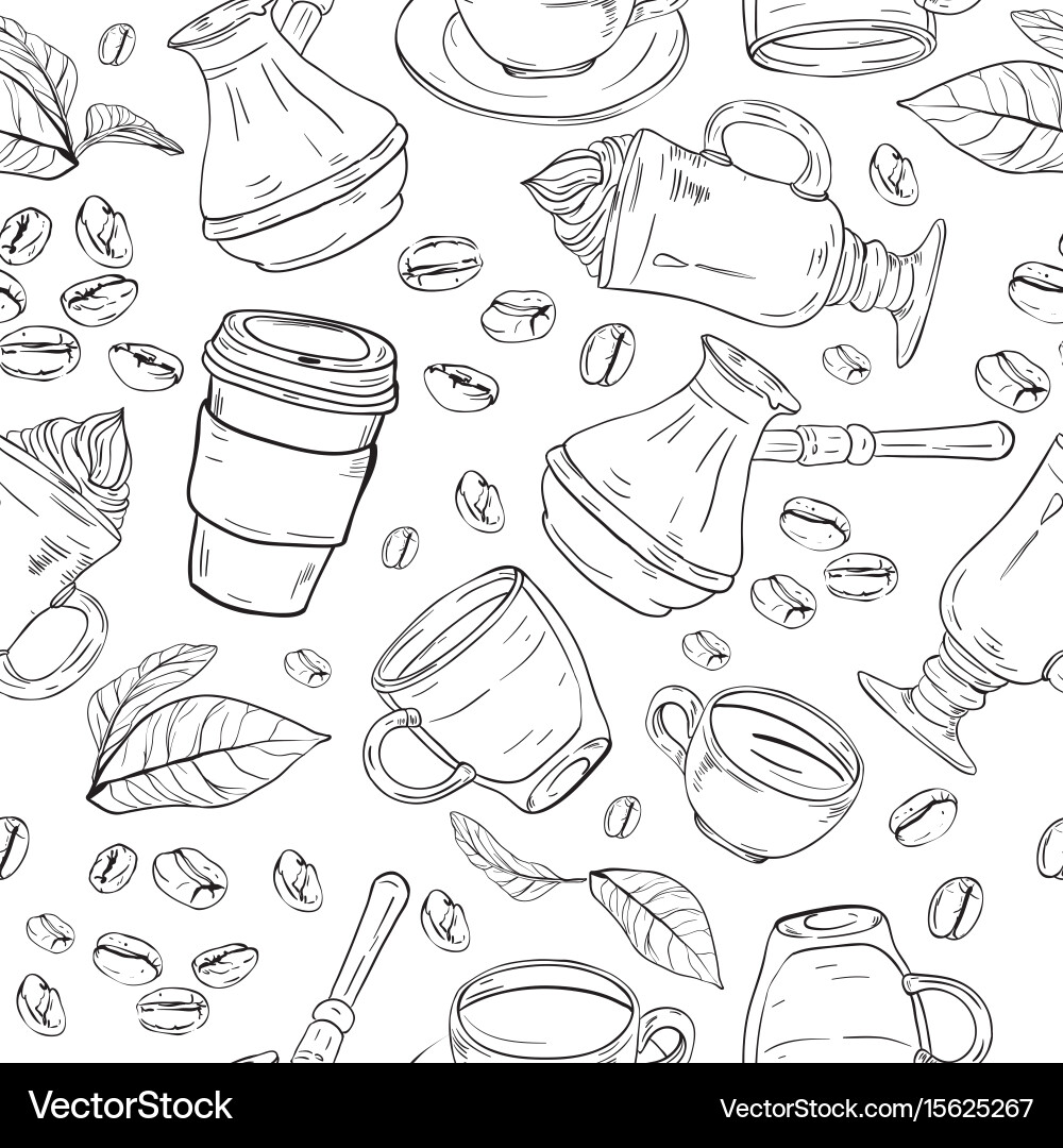 Coffee background pattern Royalty Free Vector Image