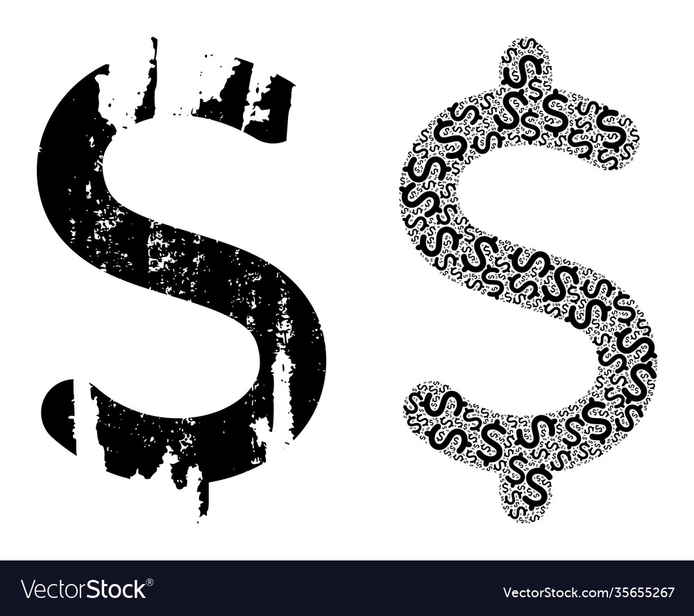 Dollar symbol icon recursive composition vector image Dollar symbol icon recursive composition