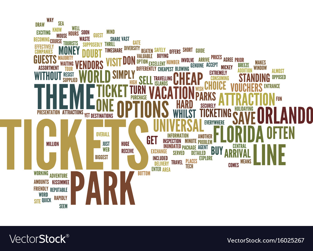 florida theme park tickets text background word vector image word tickets