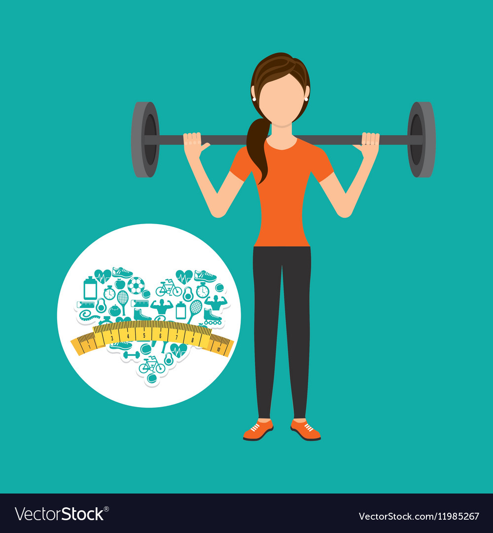 Heart weight loss sport person dumbbell Royalty Free Vector