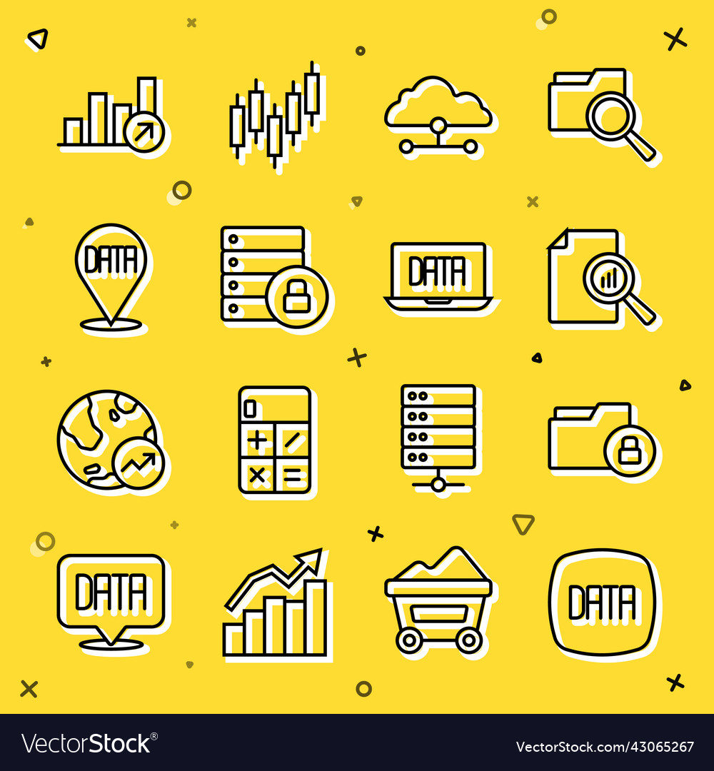 Set line data analysis folder and lock document vector image Set line data analysis folder and lock document
