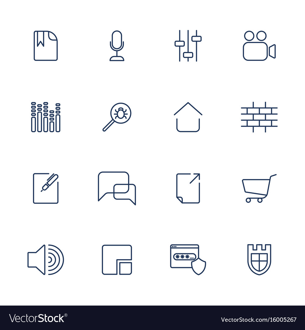 Set of 16 icons for software application