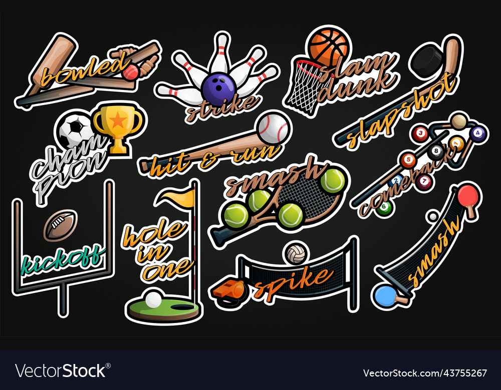 Sport sticker professional sporty typography Vector Image