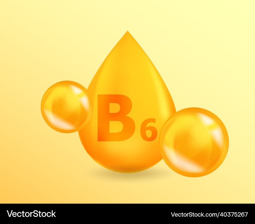 Vitamin b6 pyridoxine realistic drop b6 Royalty Free Vector