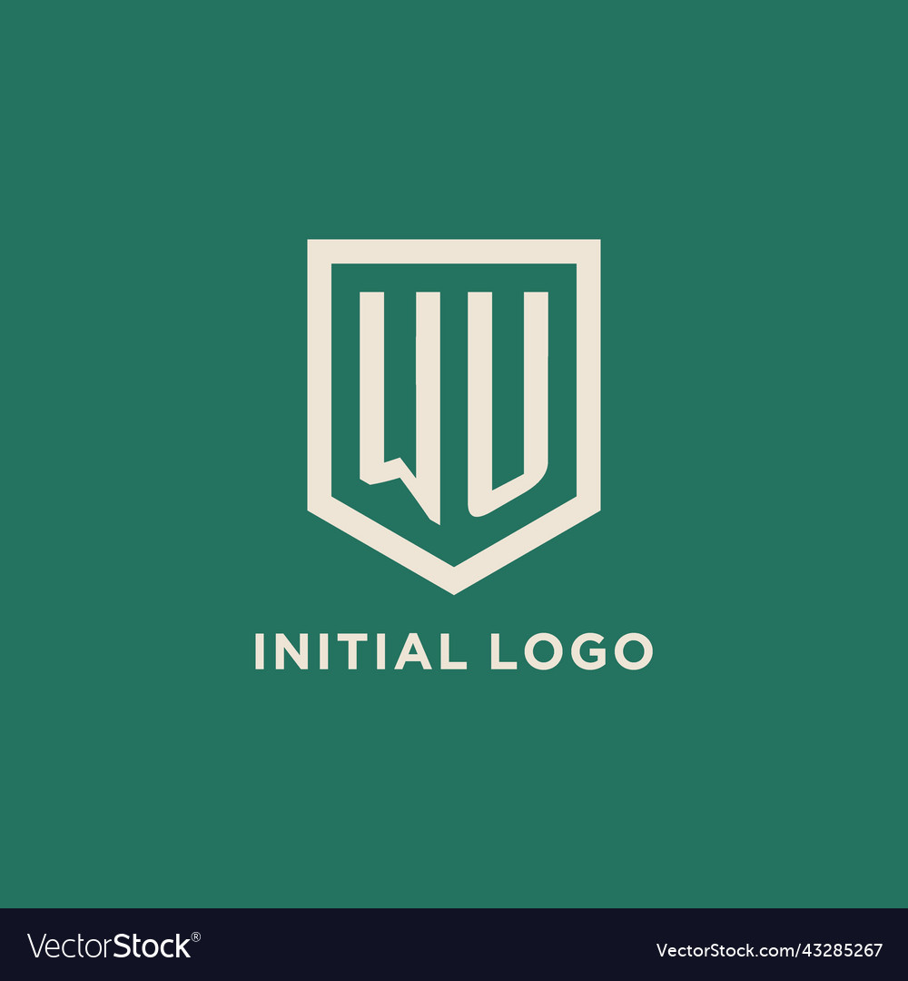 Wu initial logo monogram shield geometric shape
