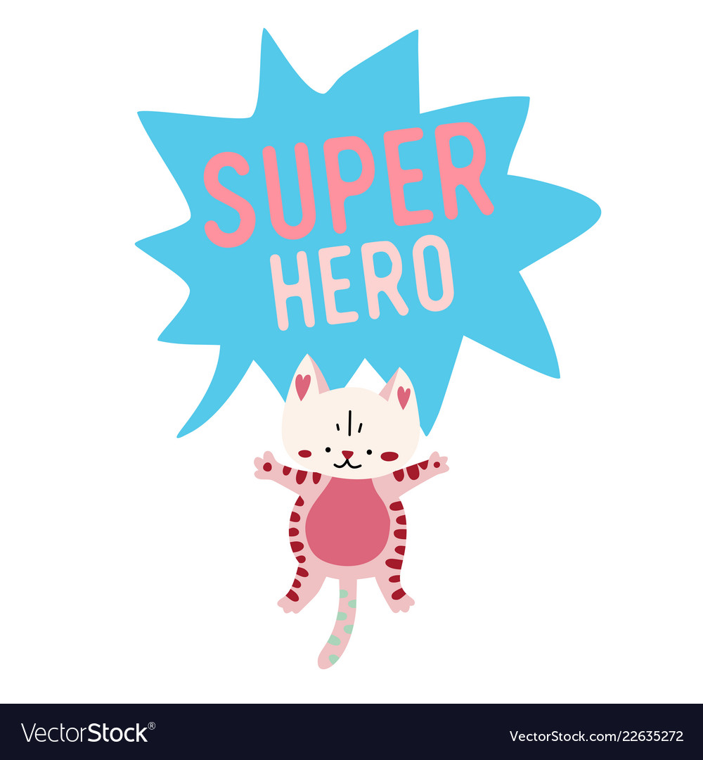 Cartoon Katze mit Banner sagen Superheld