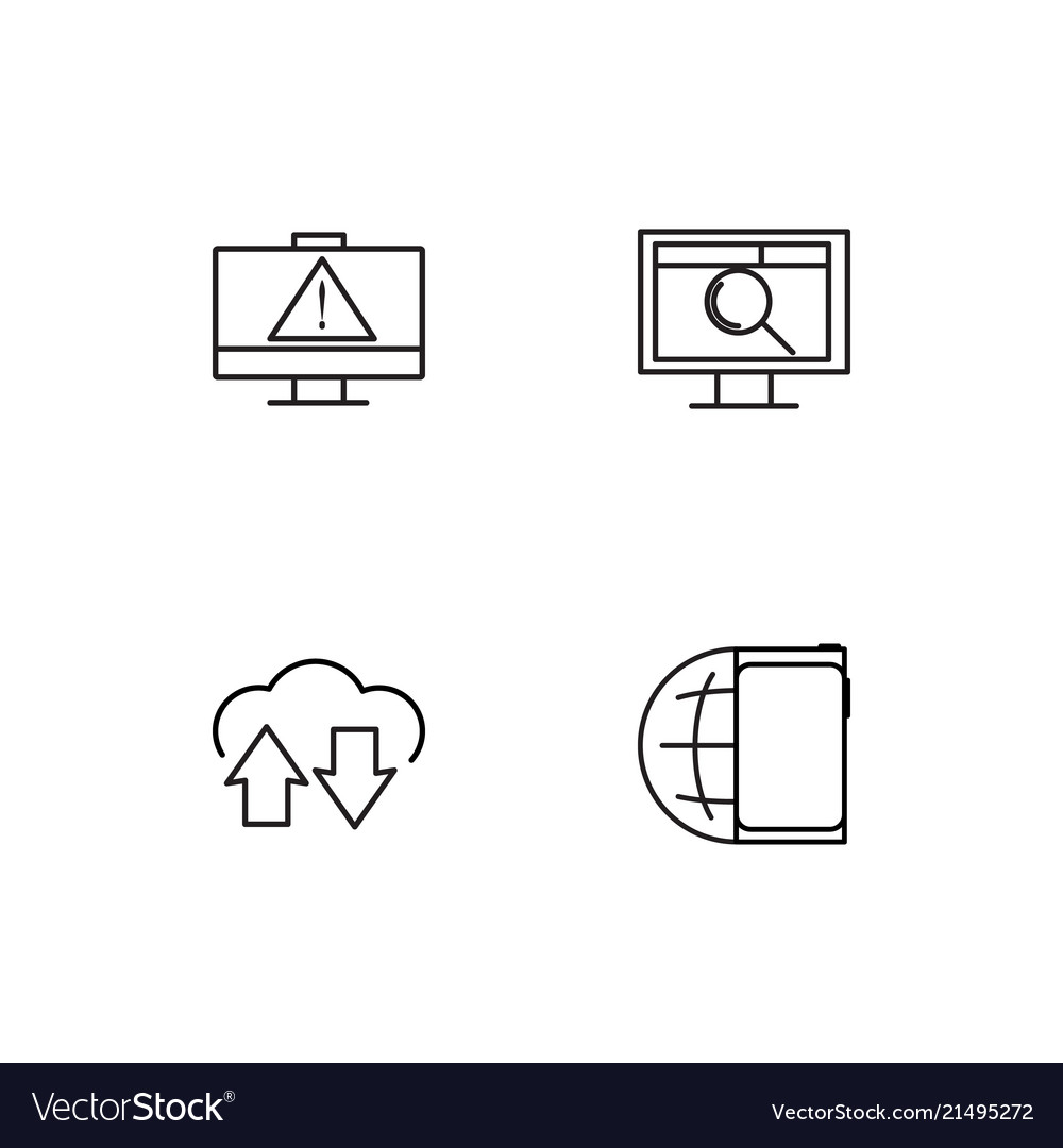 Cyber security linear icons set simple outline