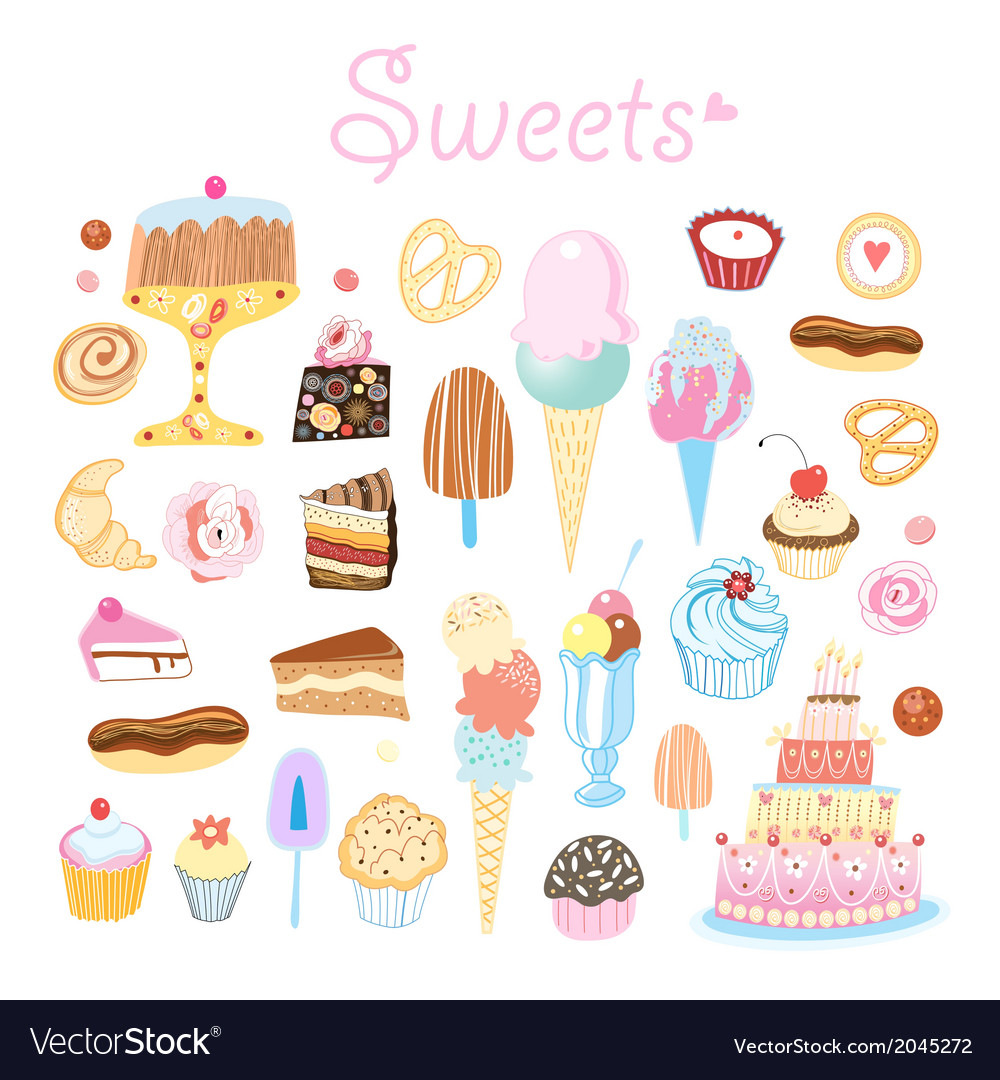 Different sweets Royalty Free Vector Image - VectorStock