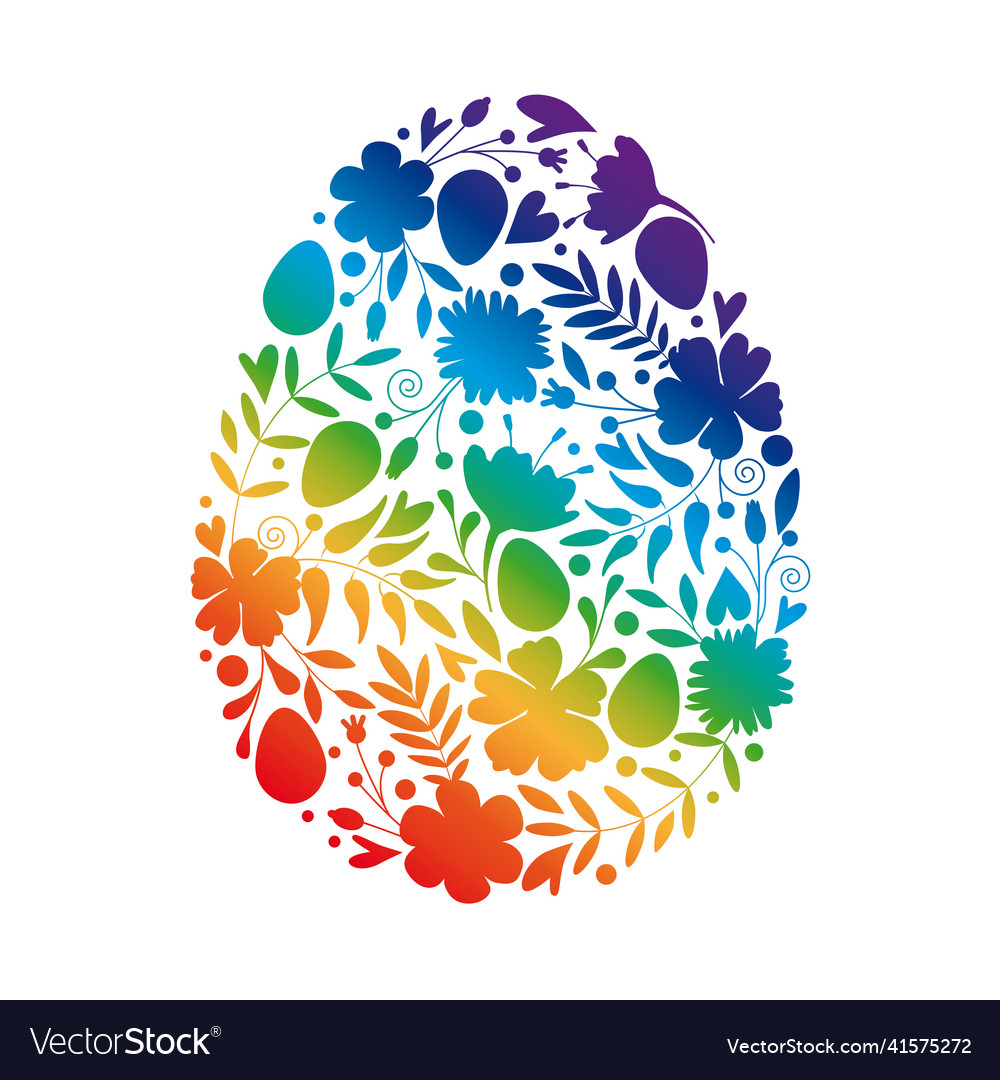 Flower rainbow egg easter painted Royalty Free Vector Image