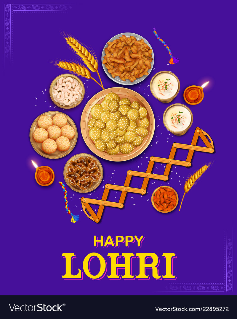 Happy lohri holiday background for punjabi Vector Image