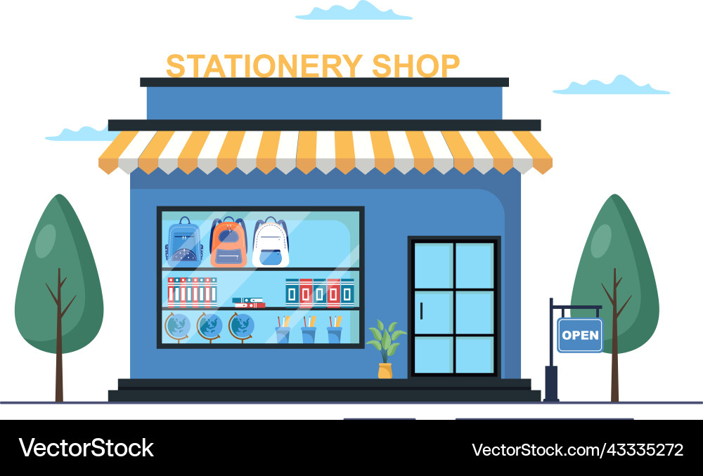 Stationery store building for buying school Vector Image