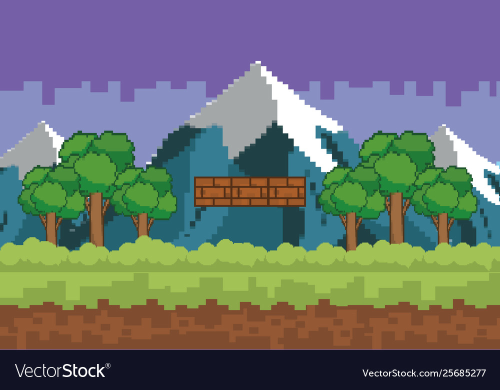 Arcade game world and pixel scene design