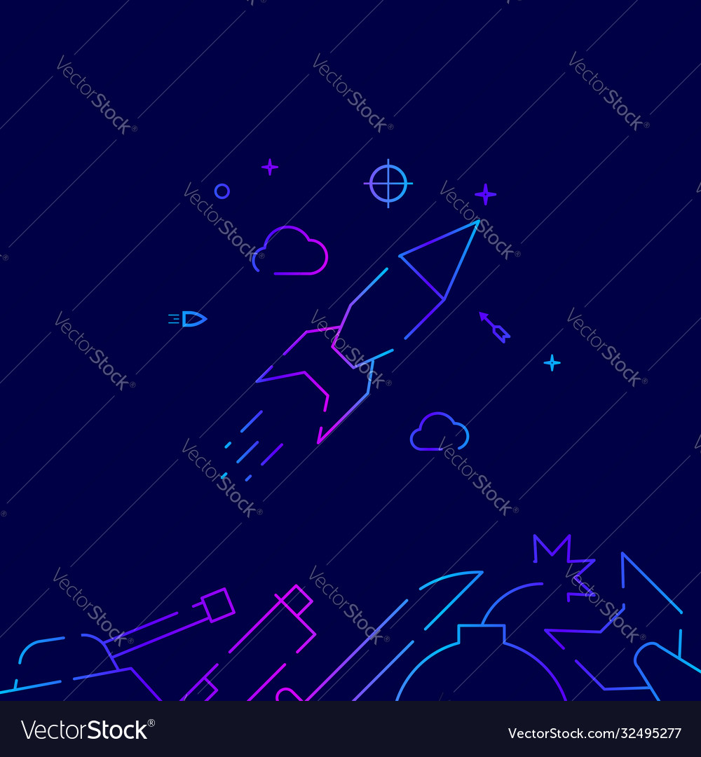Ballistic missile rocket flight gradient line vector image Ballistic missile rocket flight gradient line