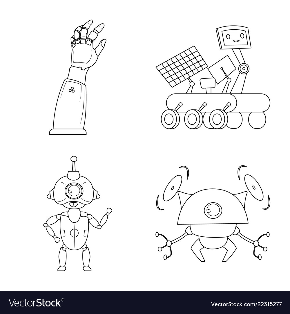 Design of robot and factory sign vector image Design of robot and factory sign