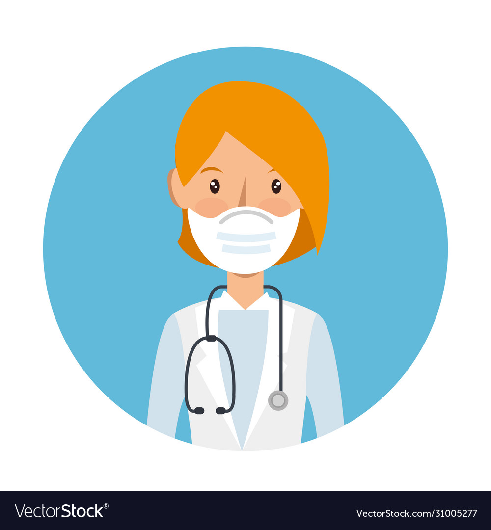 Doctor female using face mask with stethoscope