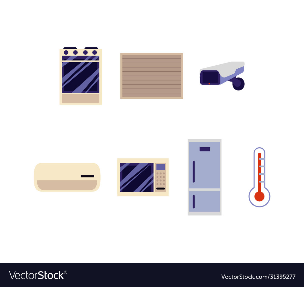 Home gadgets and kitchen appliances icon set