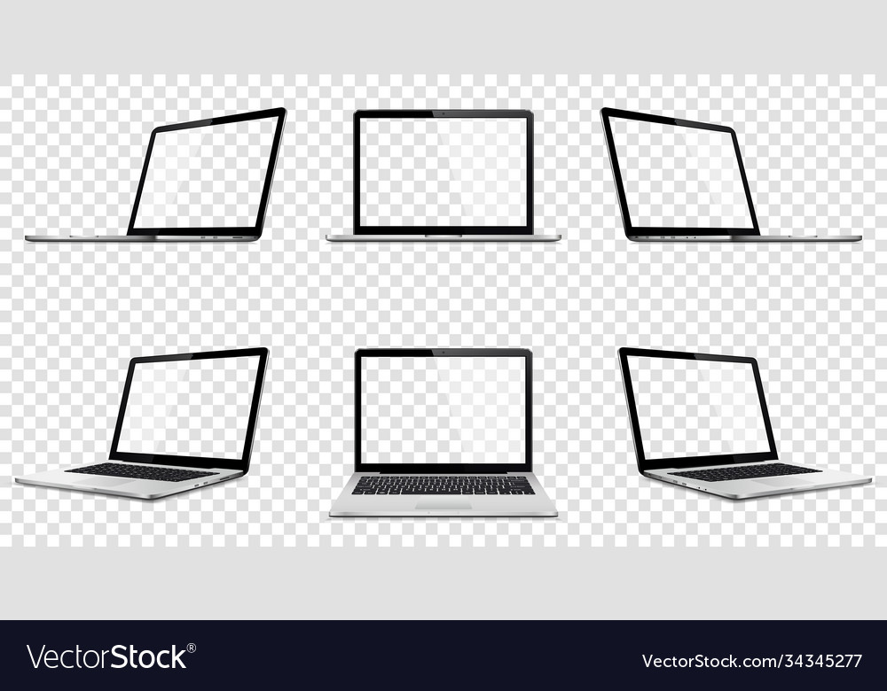 Laptop set mock up with transparent screen