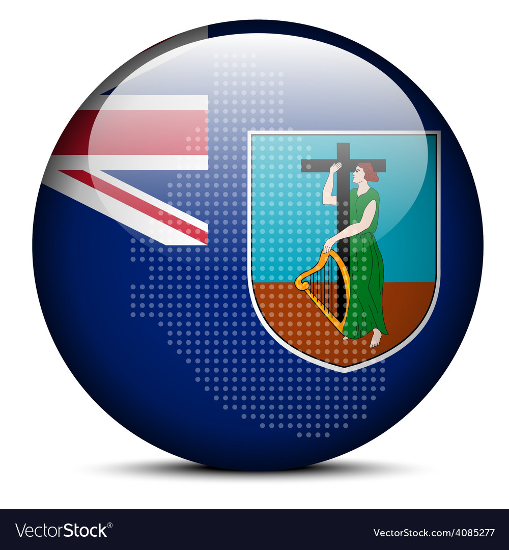 Map with dot pattern on flag button of crown