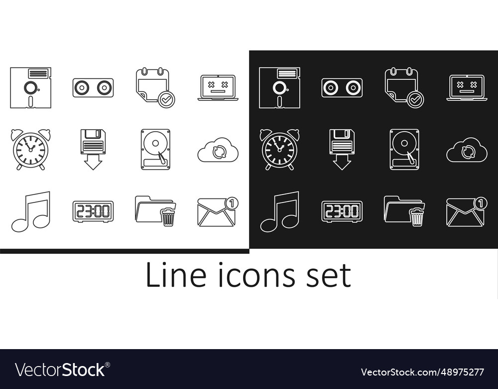 Set line new email incoming message cloud sync vector image Set line new email incoming message cloud sync