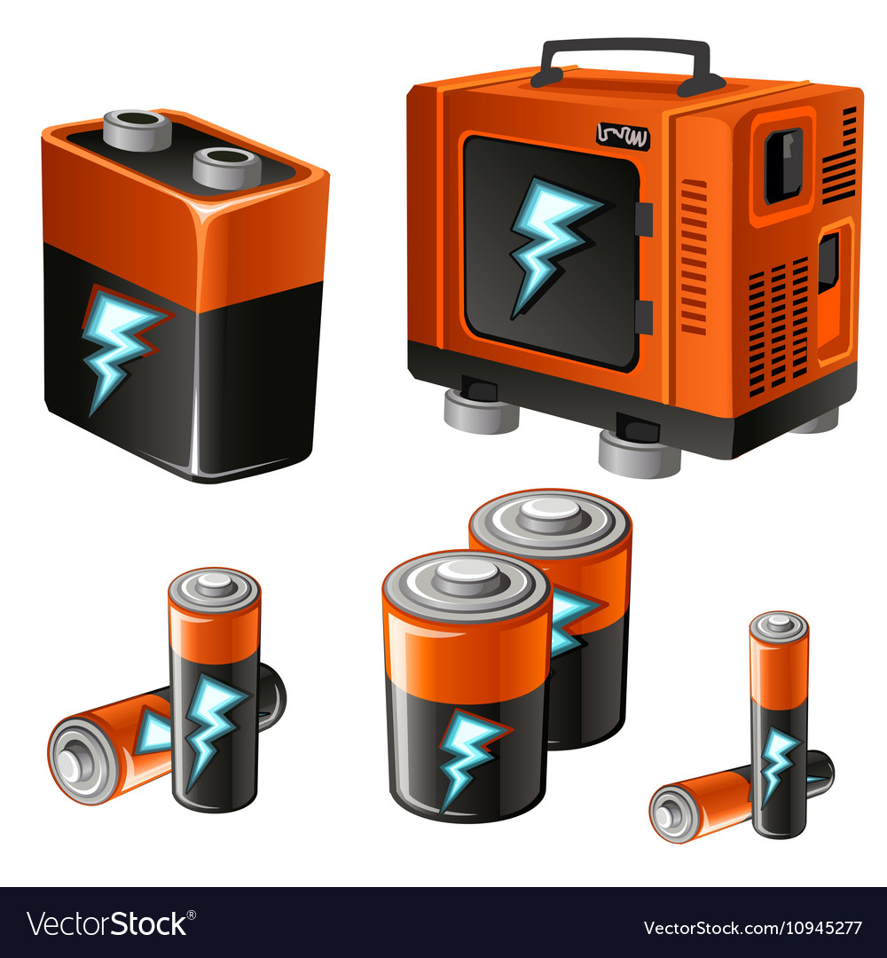 Set of different batteries and accumulators Vector Image