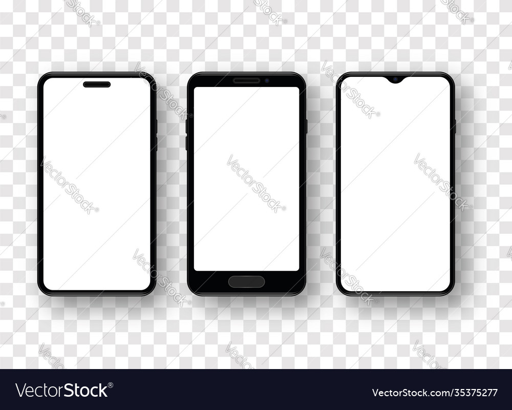 Set realistic smartphone mockup mobile phone Vector Image