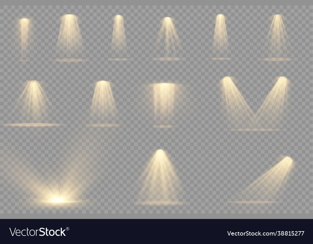 Spotlight projector light effect with yellow rays Vector Image