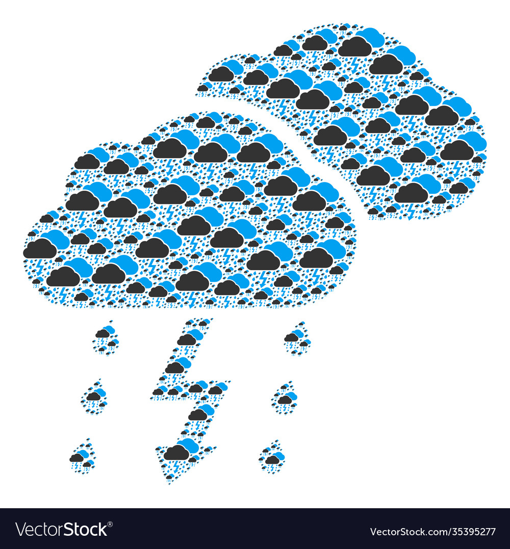 Thunderstorm recursion collage itself items vector image Thunderstorm recursion collage itself items