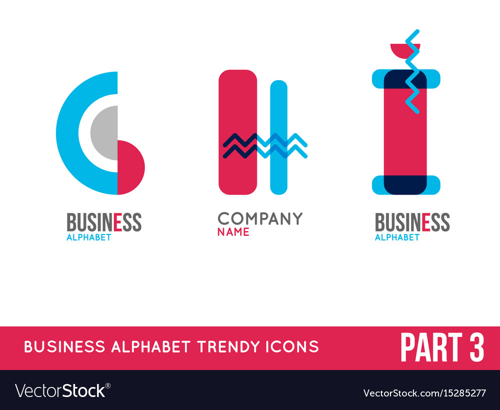 Trendy alphabet icon set