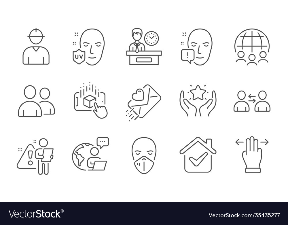 Users love letter and engineer icons set face