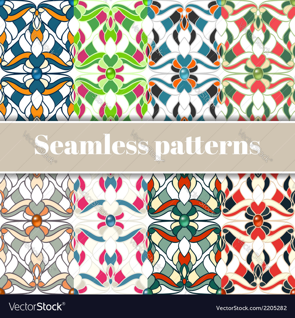 Abstract multicolored seamless patterns set