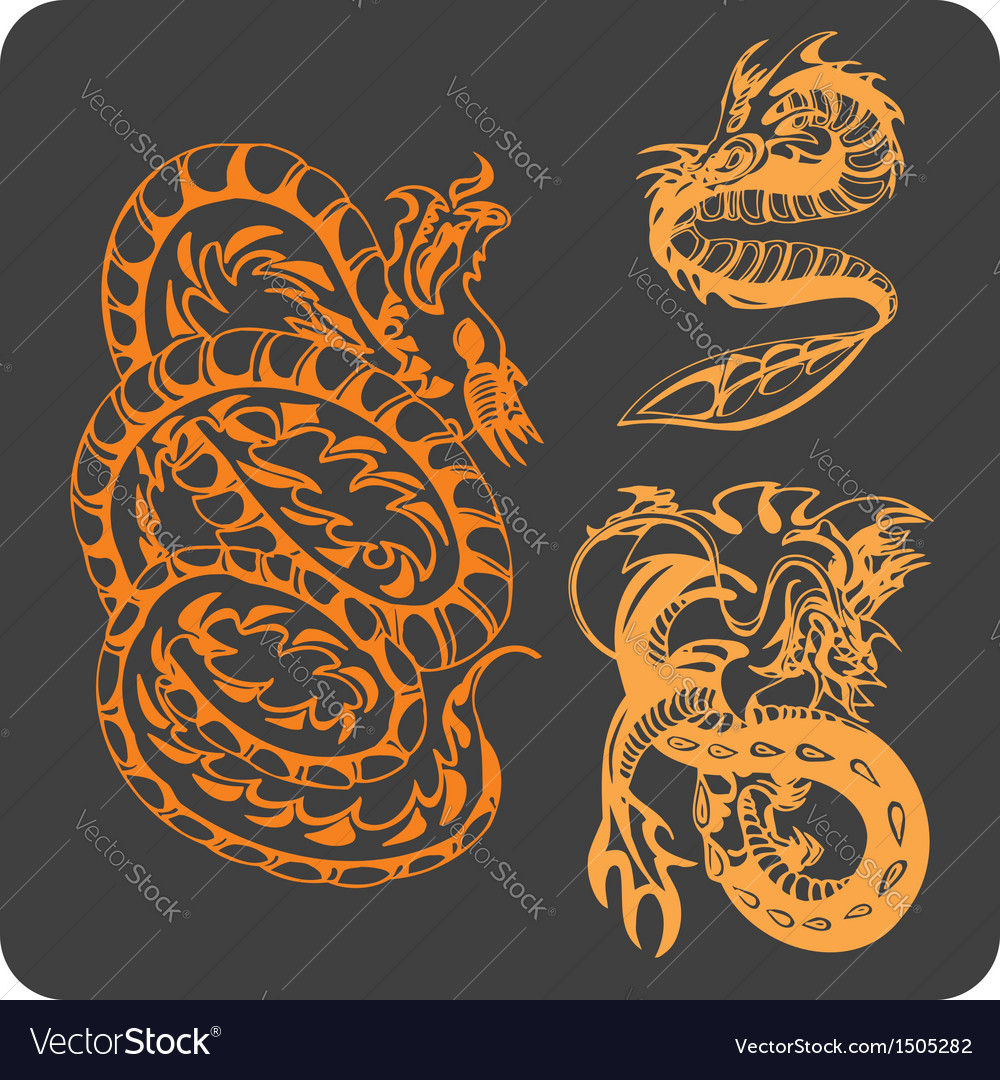Chinese dragons - set