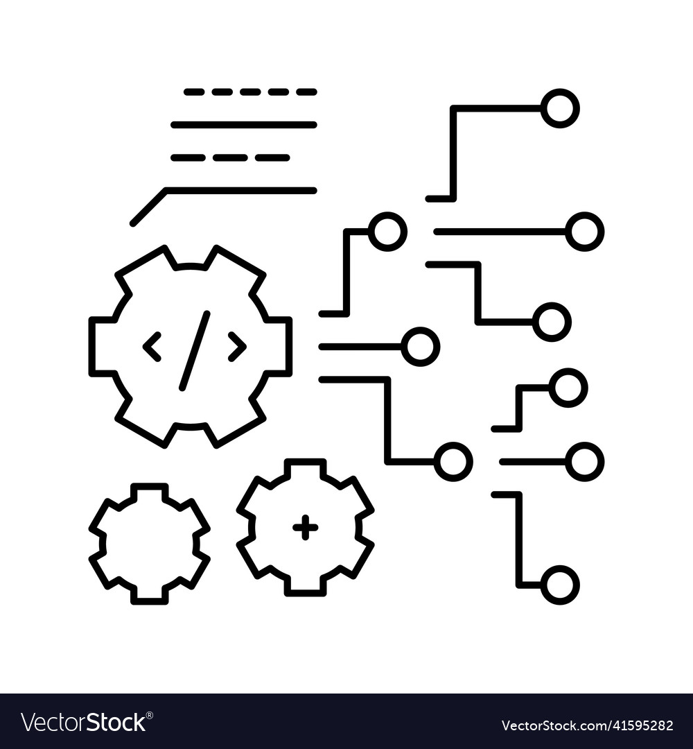 Code and settings working process line icon vector image Code and settings working process line icon