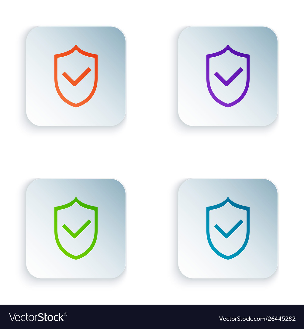 Color shield with check mark icon isolated vector image Color shield with check mark icon isolated
