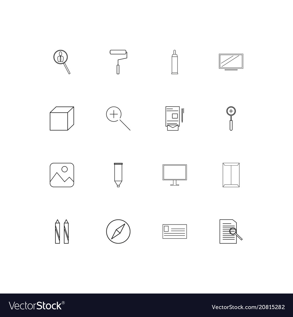 Creative process and design linear thin icons set