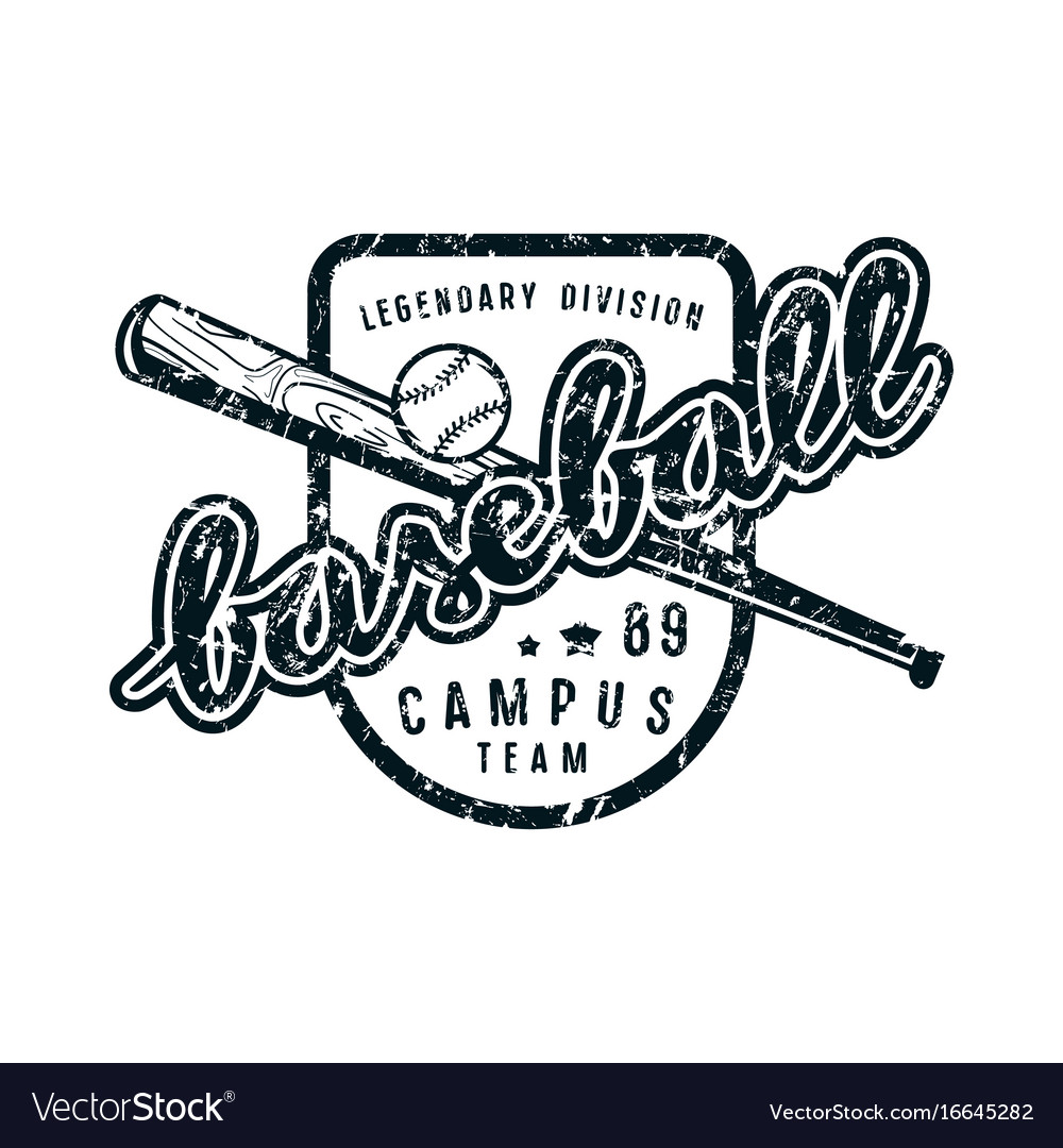 Emblem of campus baseball team Royalty Free Vector Image