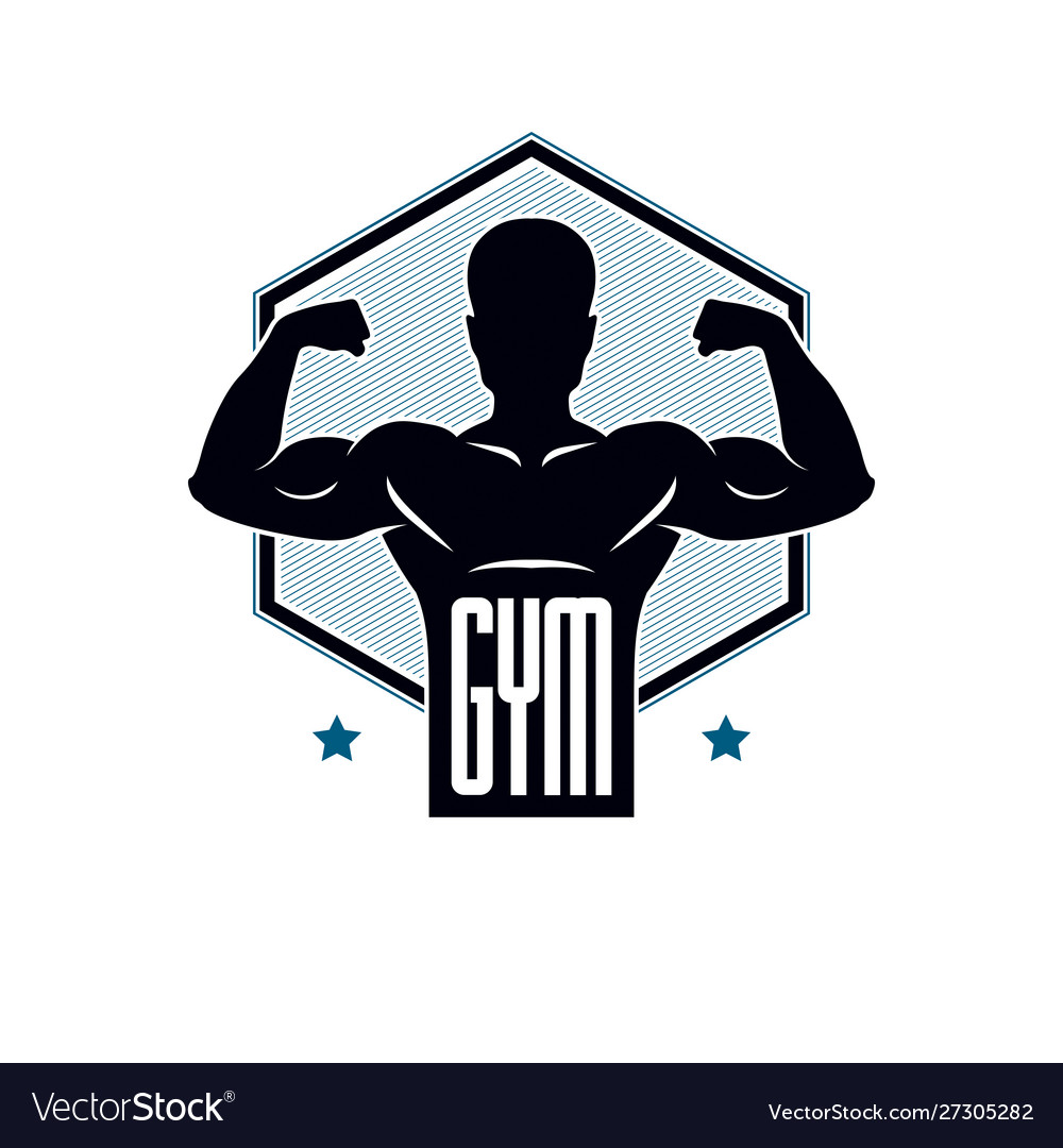 Gym weightlifting and fitness sport club logo Vector Image