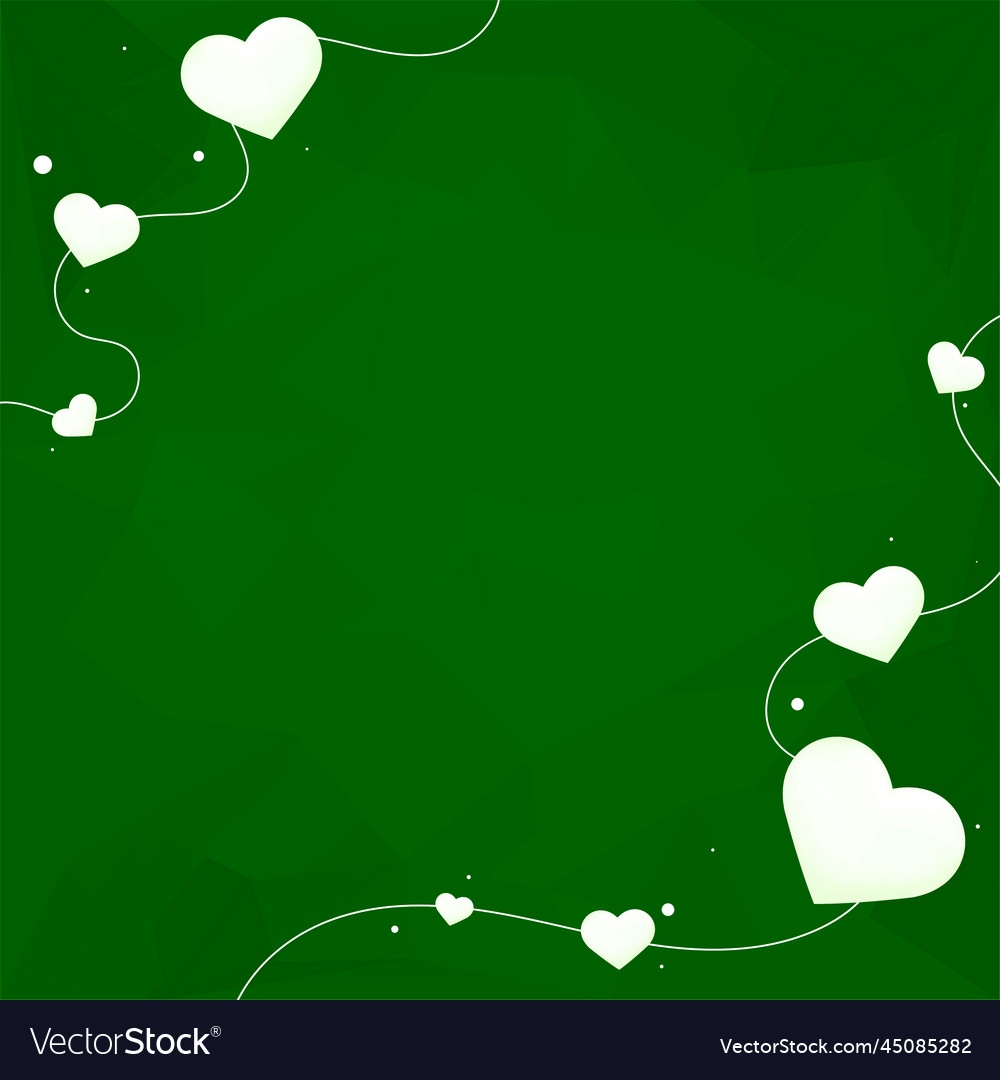 Heart string border geometric pattern green vector image Heart string border geometric pattern green